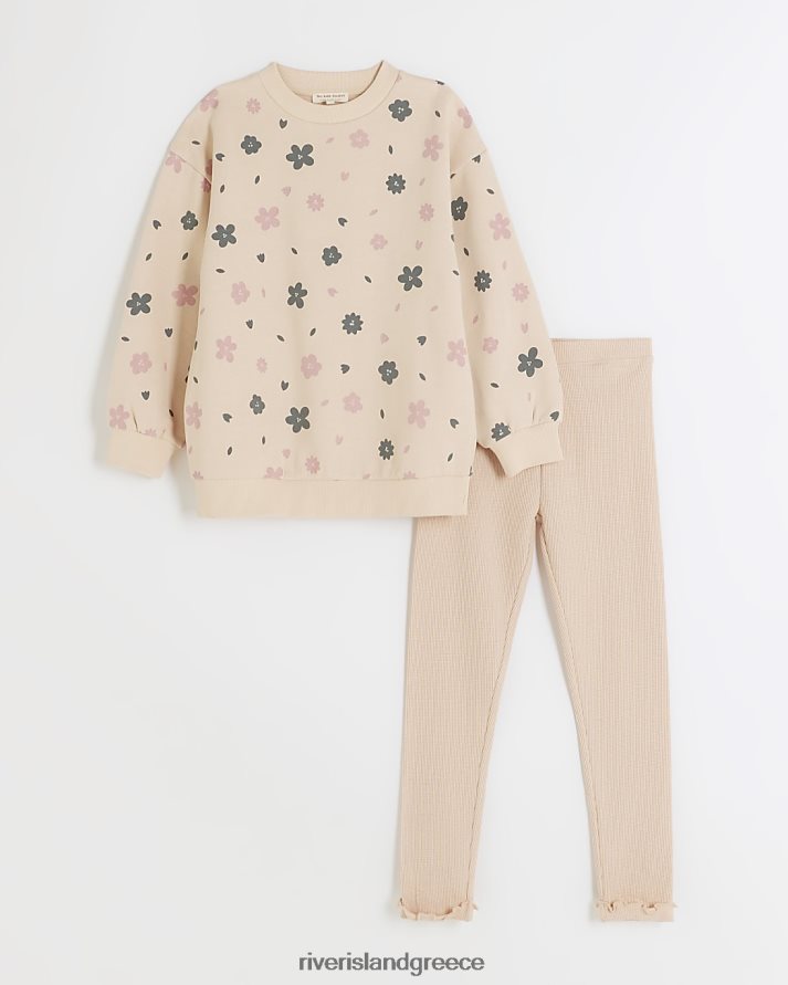 River Island ενδύματα ροζ κορίτσια g φλοράλ φόρεμα ιδρώτα και κολάν B6N8X6111