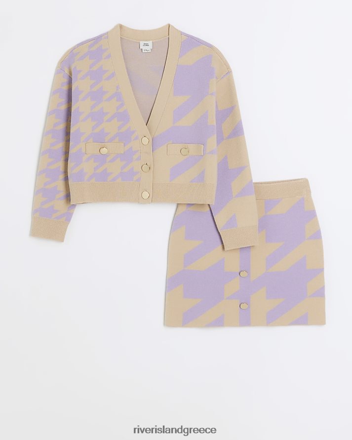River Island ενδύματα μωβ κορίτσια g σετ πλεκτή ζακέτα κυνηγόσπιτου B6N8X6135
