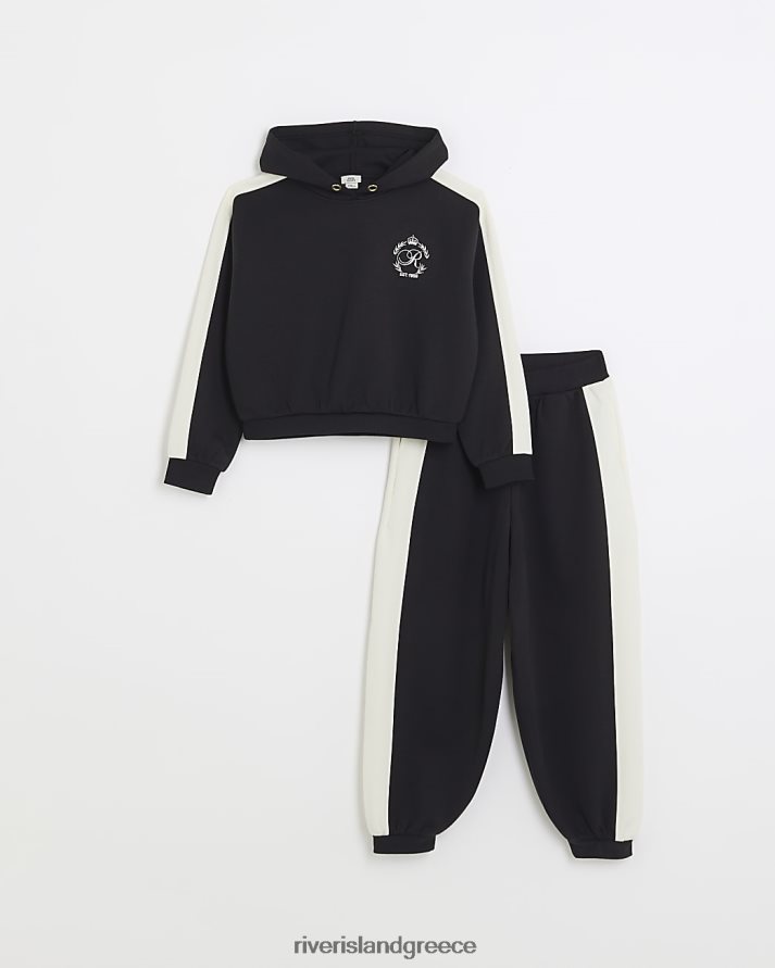 River Island ενδύματα μαύρος κορίτσια g μαγνητό σετ κουκούλα και τζόγκερ B6N8X6166