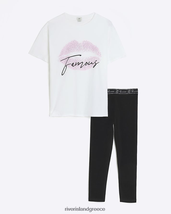 River Island ενδύματα άσπρο κορίτσια g χείλη στάμπα μπλουζάκι B6N8X6188