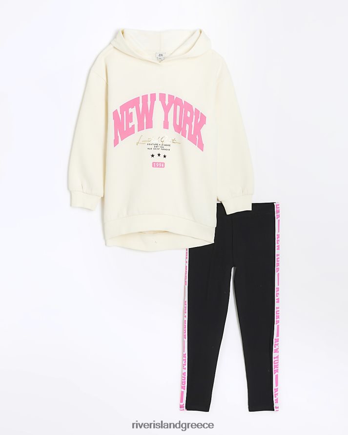 River Island ενδύματα κρέμα κορίτσια g new york hoodie και κολάν σετ B6N8X6151