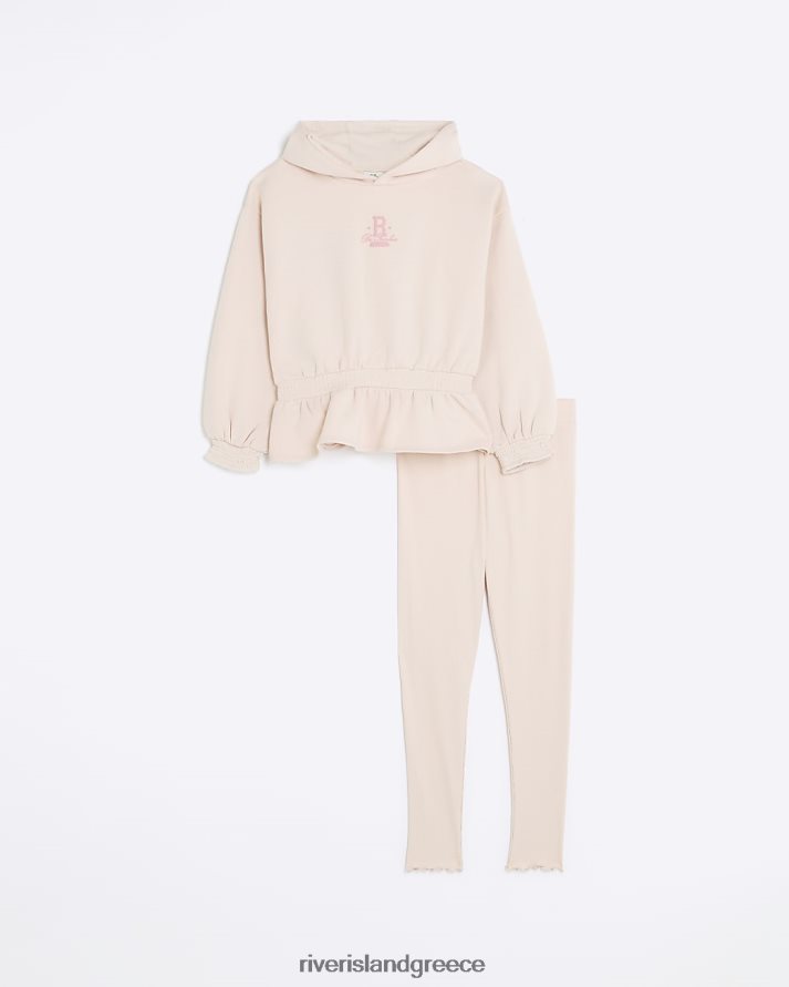 River Island ενδύματα ροζ κορίτσια g σετ με κουκούλα rib peplum και κολάν B6N8X6213