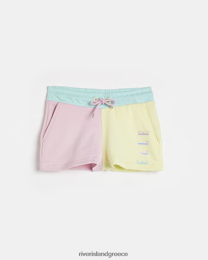 River Island ενδύματα ροζ κορίτσια g elle παστέλ μπλοκ σορτς B6N8X6484