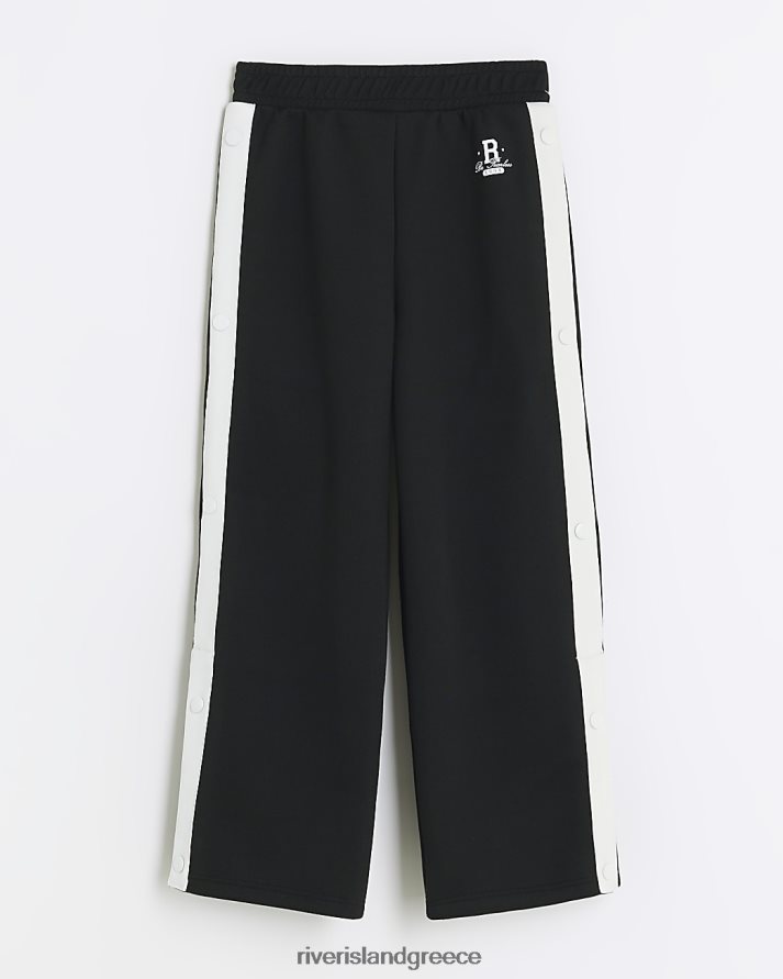 River Island ενδύματα μαύρος κορίτσια g side popper joggers B6N8X3304