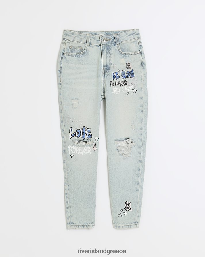 River Island ενδύματα μπλε κορίτσια γκράφιτι σκισμένο τζιν B6N8X6017