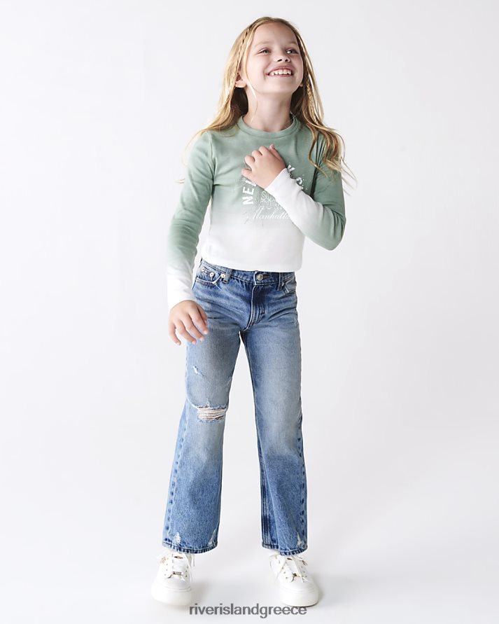 River Island ενδύματα μπλε κορίτσια g ίσιο σκισμένο τζιν B6N8X6000