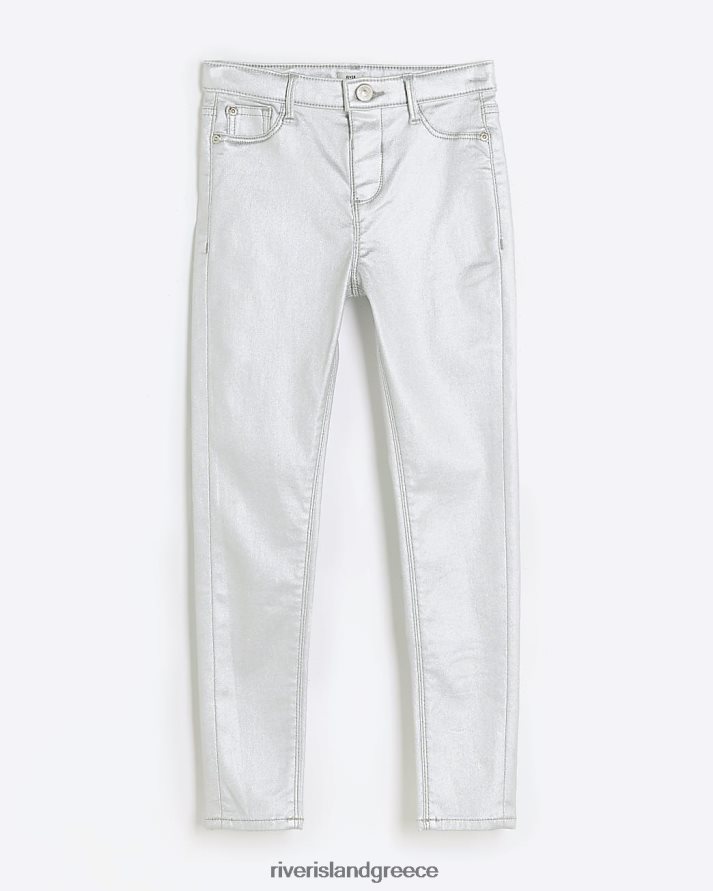 River Island ενδύματα ασήμι κορίτσια g στενό τζιν με επικάλυψη B6N8X6065