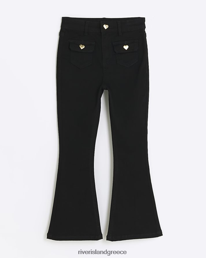 River Island ενδύματα μαύρος κορίτσια g μπροστινή τσέπη flare τζιν B6N8X6090