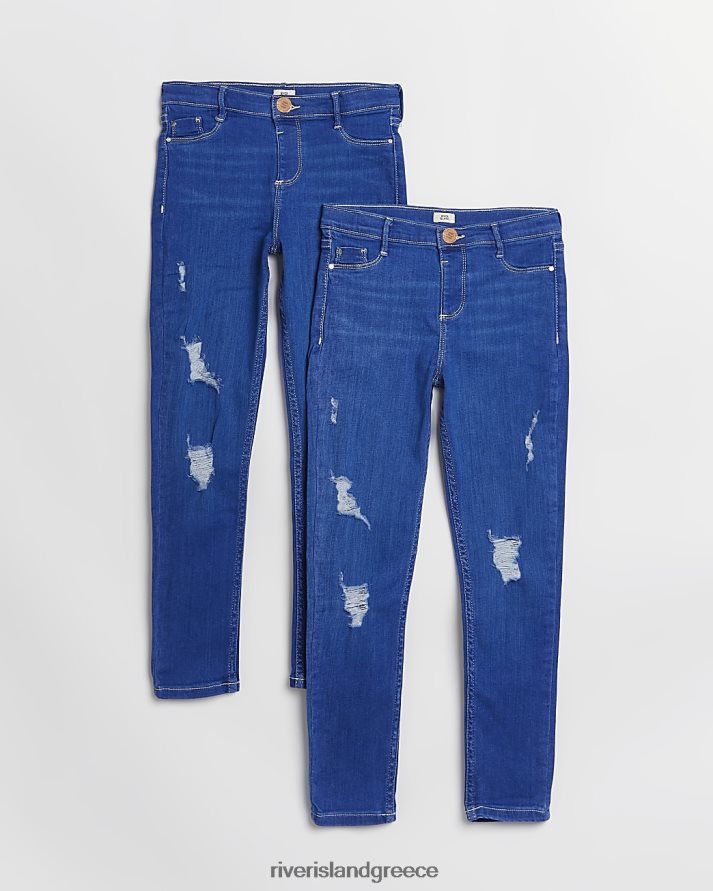 River Island ενδύματα μπλε κορίτσια g rip molly jeans 2 πακέτο B6N8X6385