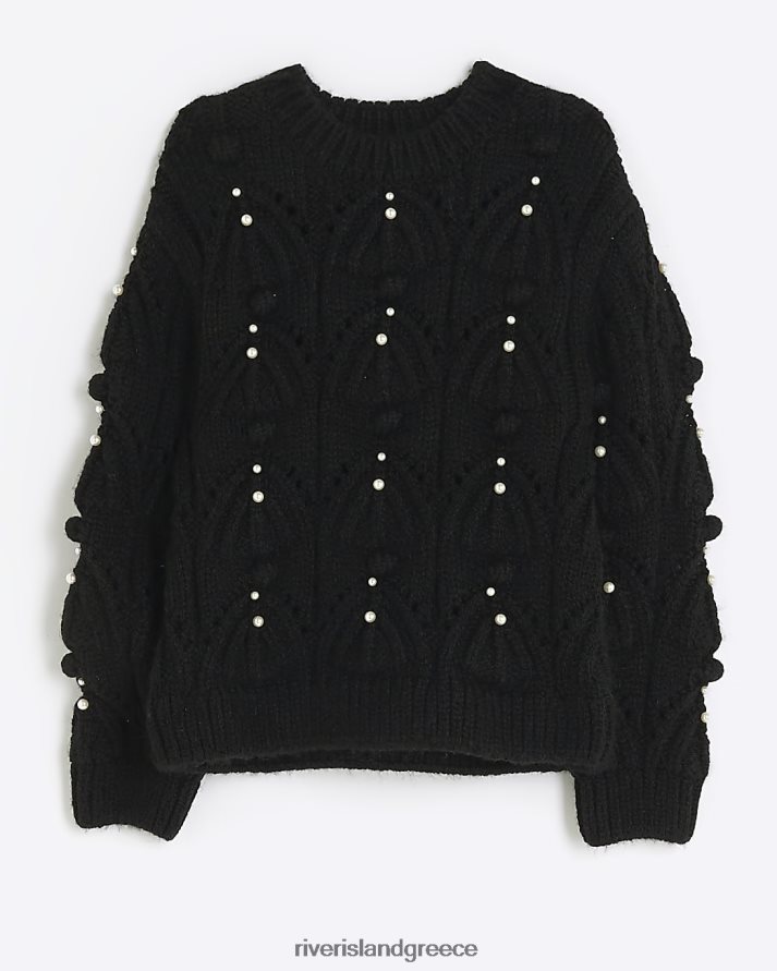 River Island ενδύματα μαύρος κορίτσια g μαργαριτάρι διακοσμητικό άλμα B6N8X3225