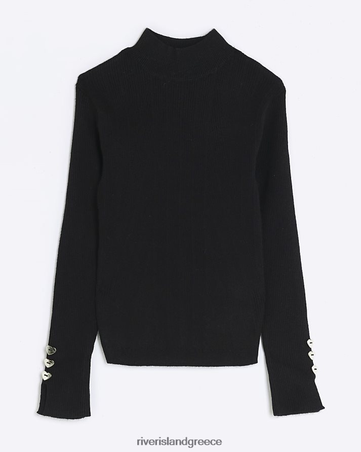 River Island ενδύματα μαύρος κορίτσια g βραχυκυκλωτήρα με ψηλό λαιμό B6N8X3268