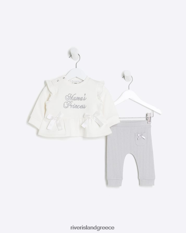 River Island ενδύματα γκρί κορίτσια Σετ φούτερ με φιόγκο bg B6N8X3575