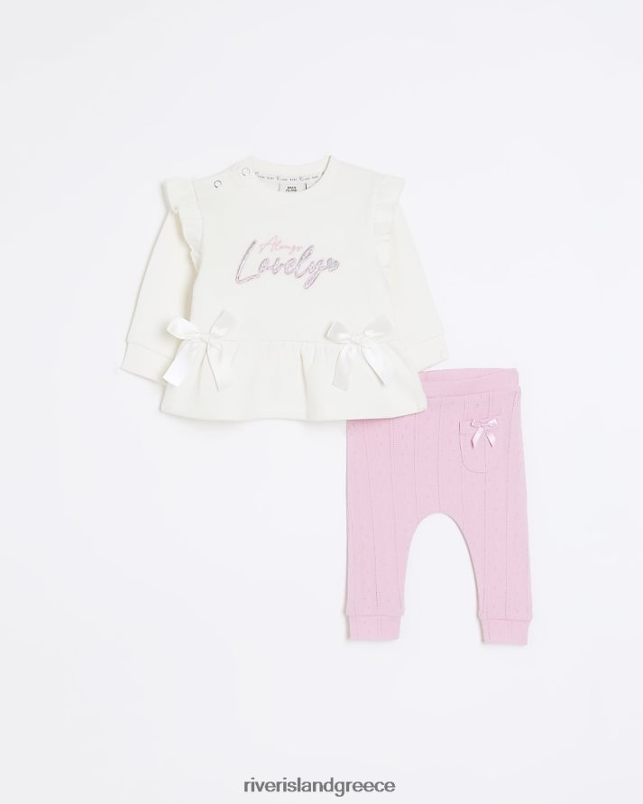River Island ενδύματα ροζ κορίτσια Σετ φούτερ με φιόγκο bg B6N8X3576