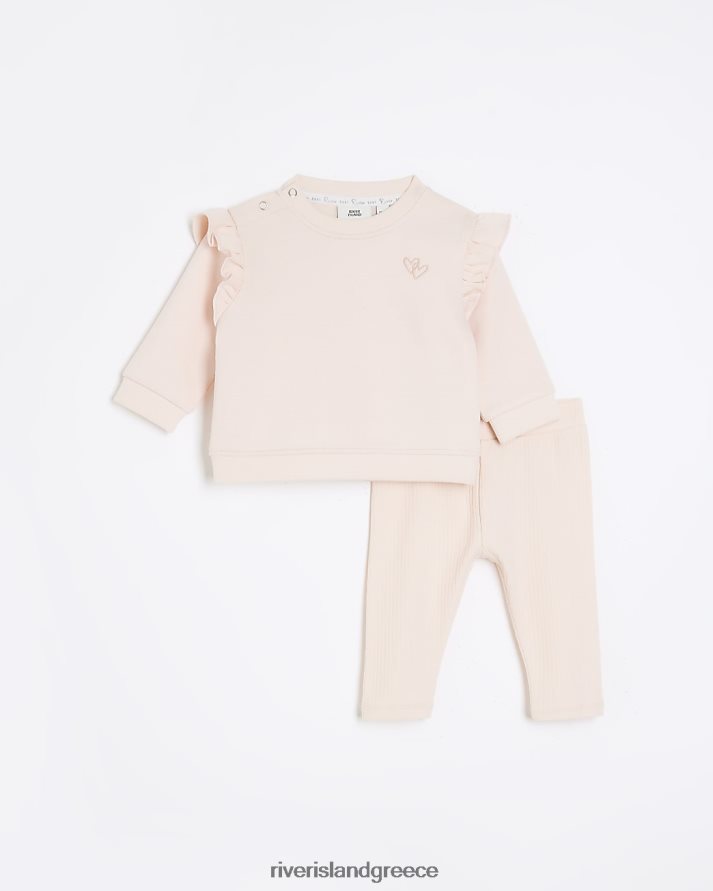 River Island ενδύματα ροζ κορίτσια Σετ φούτερ bg frill B6N8X3578