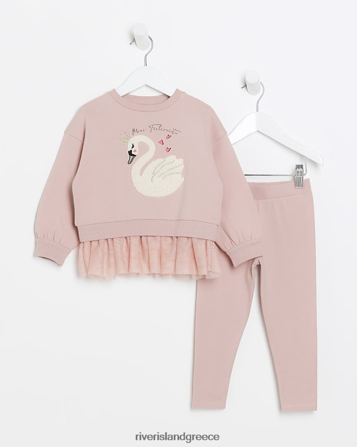River Island ενδύματα ροζ κορίτσια Σετ φούτερ κύκνου mg B6N8X6539