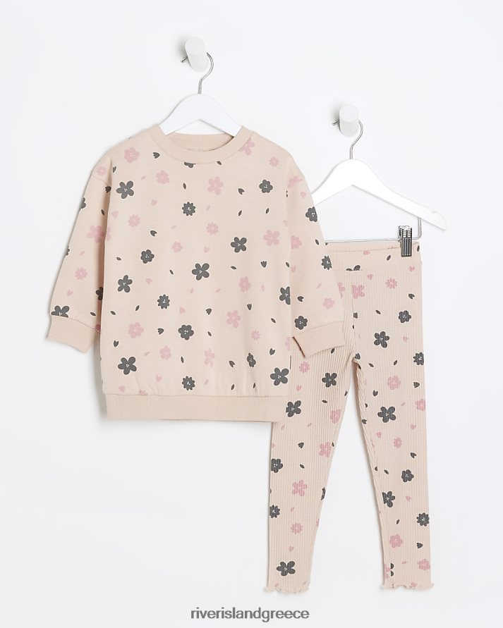 River Island ενδύματα ροζ κορίτσια Σετ φούτερ λουλουδιών mg B6N8X6574