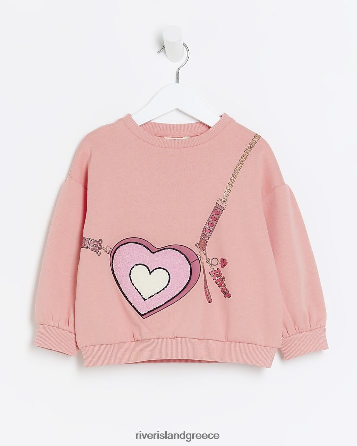 River Island ενδύματα κοράλλι κορίτσια mg γραφικό φούτερ B6N8X6641