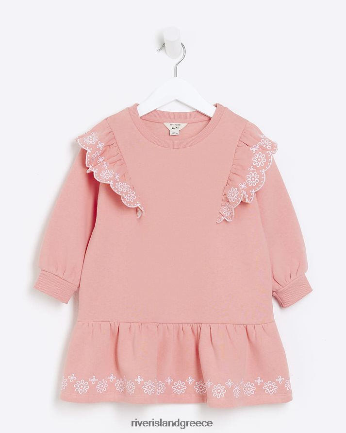 River Island ενδύματα κοράλλι κορίτσια φόρεμα φούτερ με φούτερ B6N8X3543