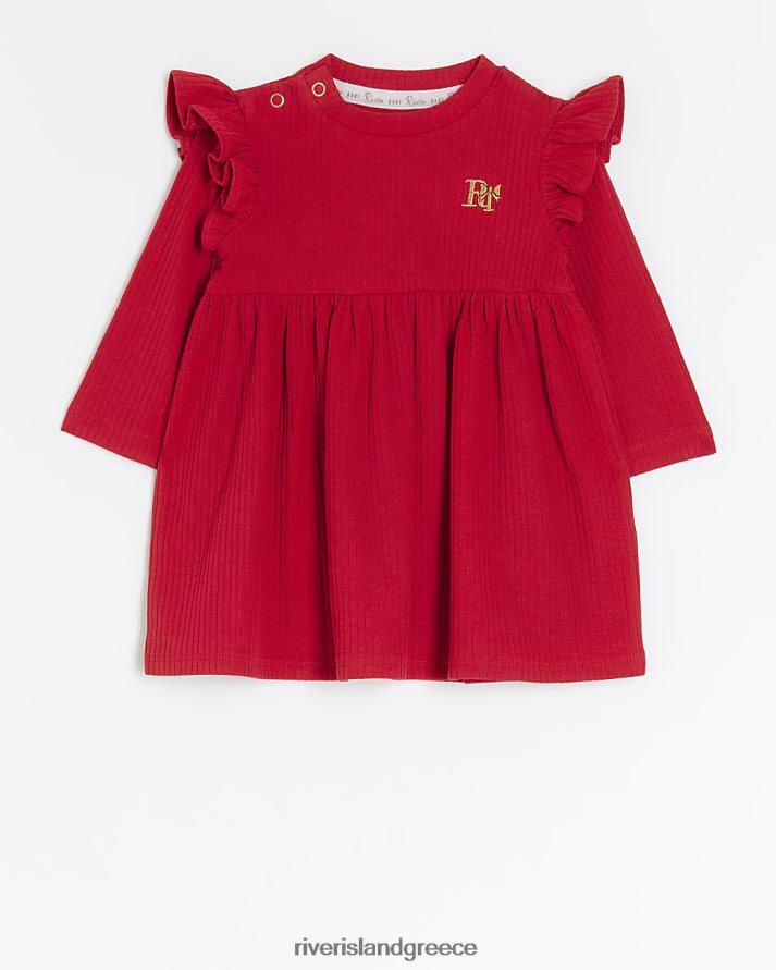 River Island ενδύματα το κόκκινο κορίτσια bg οργανικό μακρυμάνικο φόρεμα B6N8X3494