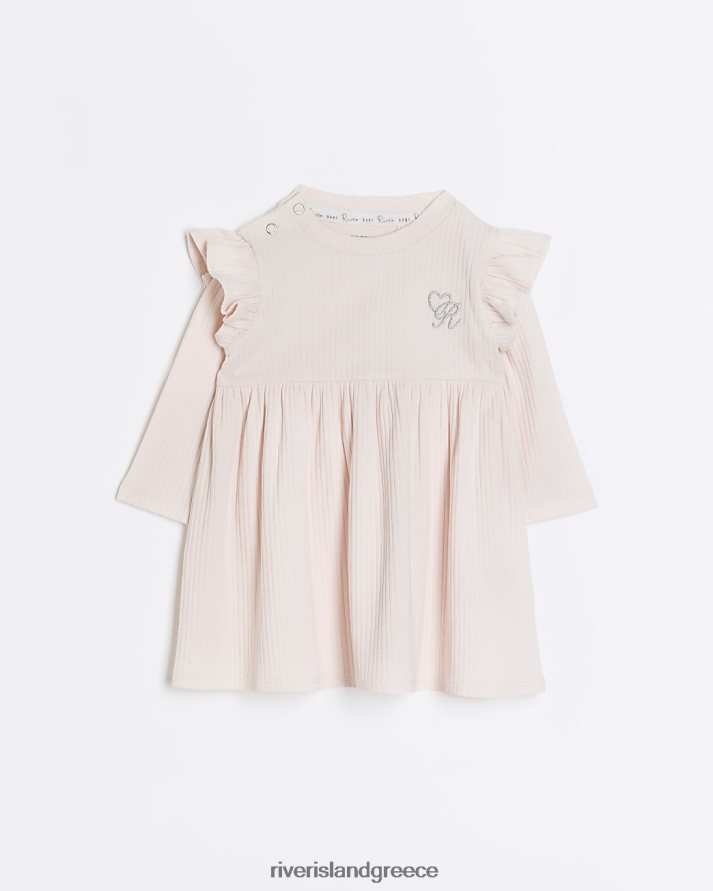 River Island ενδύματα ροζ κορίτσια bg οργανικό μακρυμάνικο φόρεμα B6N8X3497