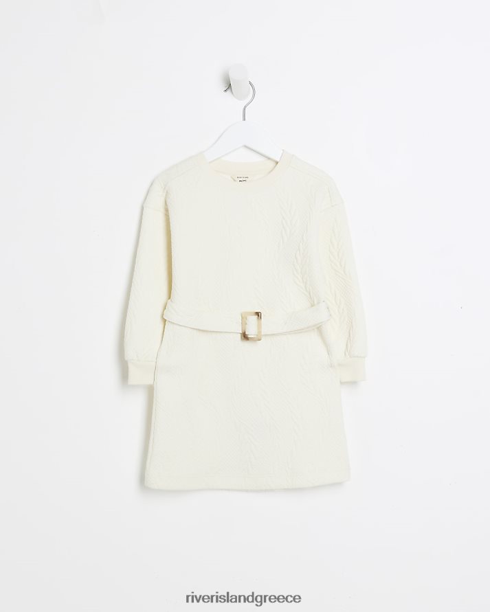 River Island ενδύματα κρέμα κορίτσια mg ζακάρ ζωσμένο φόρεμα B6N8X3498