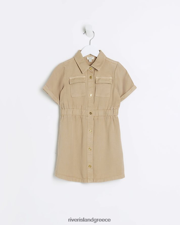 River Island ενδύματα πέτρα κορίτσια mg χρηστικό πουκάμισο φόρεμα B6N8X3582