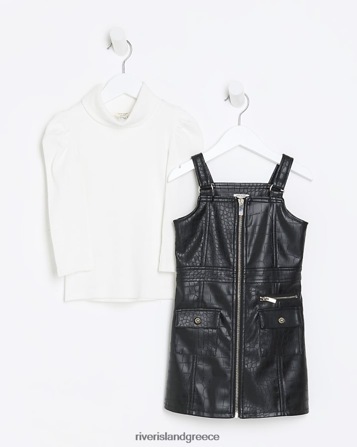 River Island ενδύματα μαύρος κορίτσια Φόρεμα από τεχνητό δέρμα πινακοθήκης mg B6N8X6538