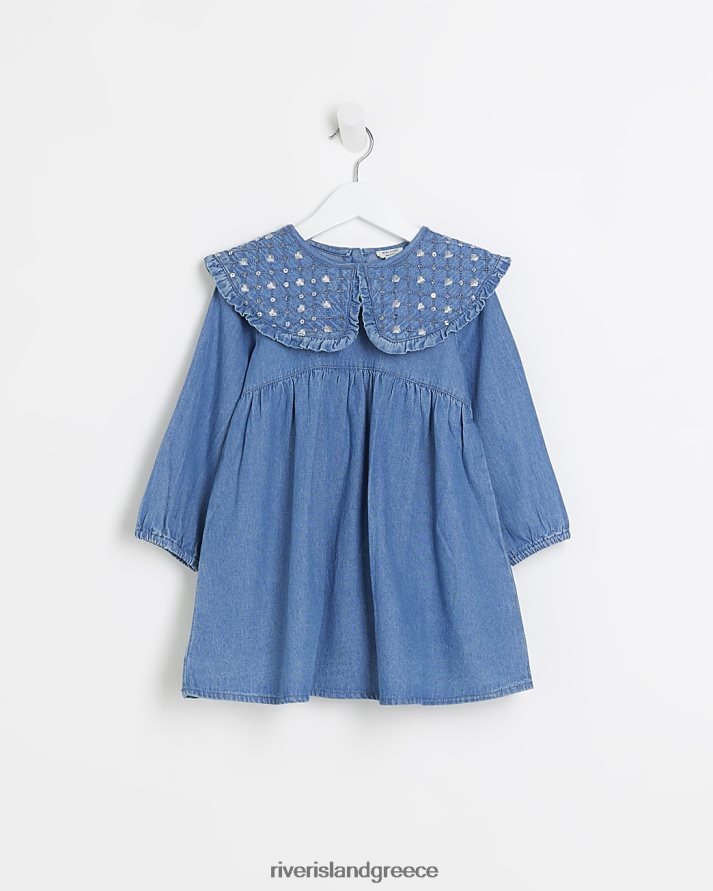 River Island ενδύματα μπλε κορίτσια mg τζιν φόρεμα με παγιέτες B6N8X6541