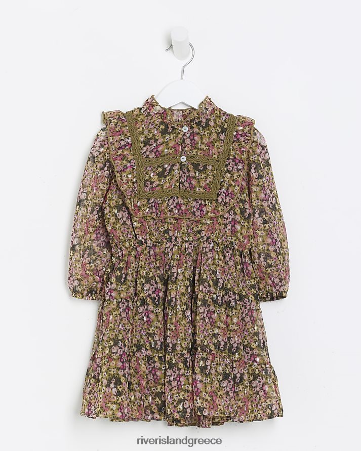 River Island ενδύματα ροζ κορίτσια mg φλοράλ φόρεμα σκέιτερ B6N8X6634