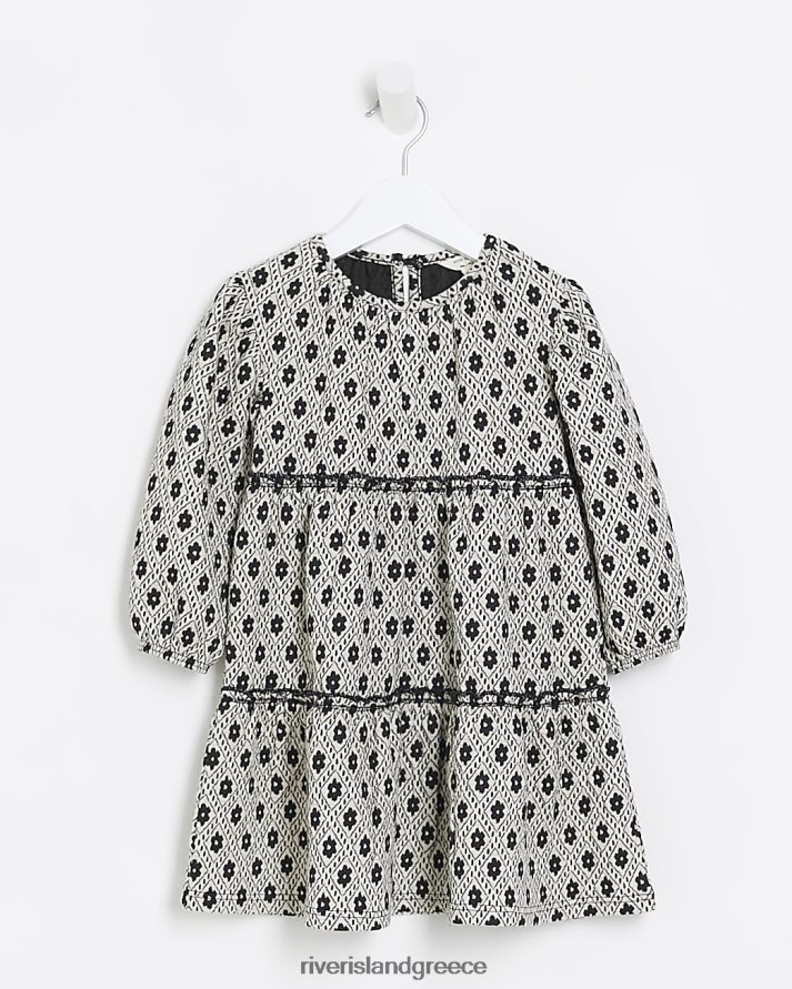 River Island ενδύματα μαύρος κορίτσια mg λουλουδάτο ζακάρ φόρεμα B6N8X6646