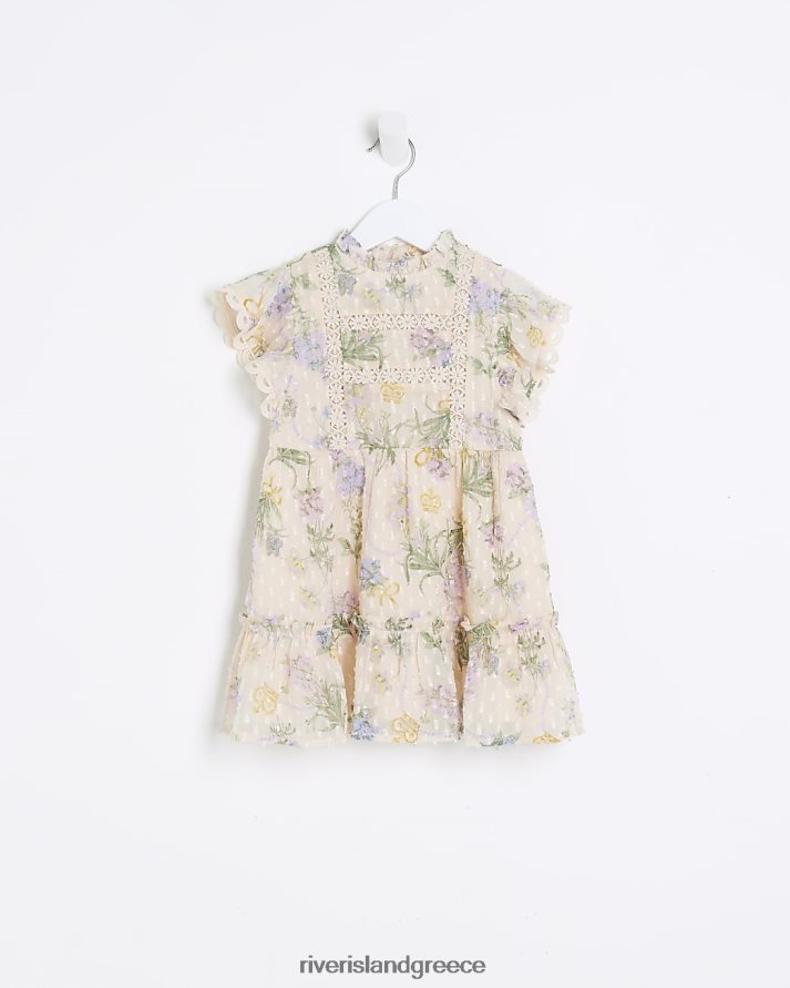 River Island ενδύματα ροζ κορίτσια mg σιφόν φλοράλ φόρεμα B6N8X6666