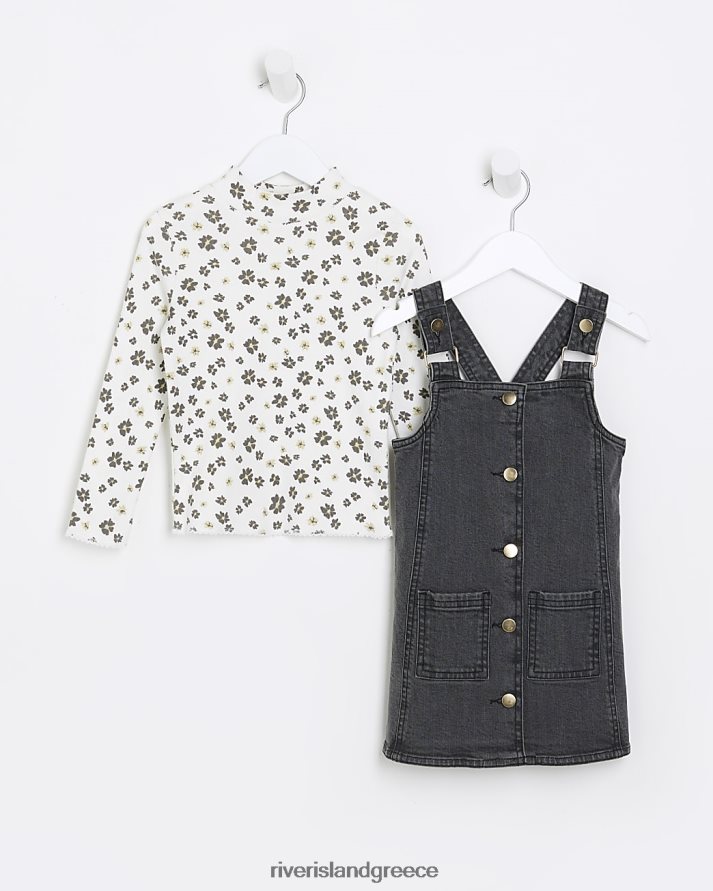River Island ενδύματα γκρί κορίτσια Σετ φόρεμα τζιν πιναφόρ mg mg B6N8X6546