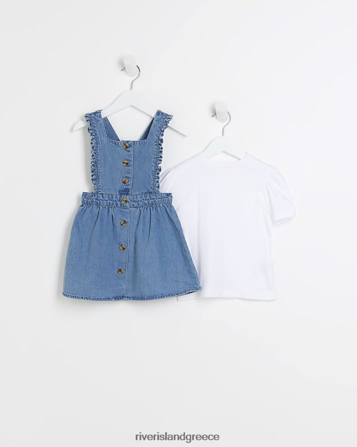River Island ενδύματα μπλε κορίτσια mg σετ φόρεμα pinafore B6N8X6540