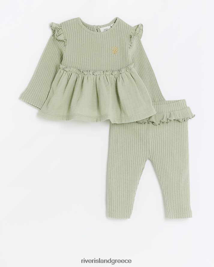River Island ενδύματα χακί κορίτσια Σετ μπλουζάκι και κολάν bg B6N8X3540