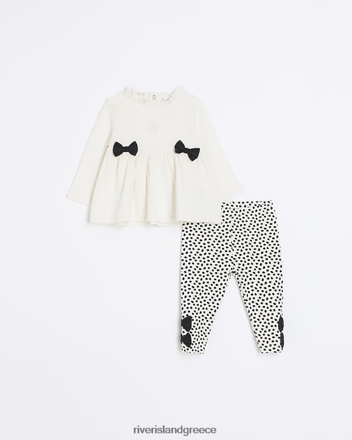 River Island ενδύματα κρέμα κορίτσια Σετ φιόγκο και κολάν bg B6N8X6668
