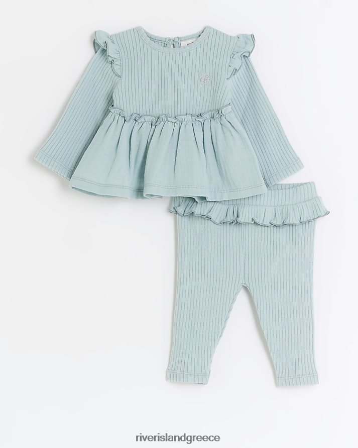 River Island ενδύματα μπλε κορίτσια Σετ τοπ και κολάν bg peplum B6N8X3538