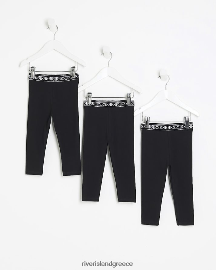 River Island ενδύματα μαύρος κορίτσια mg ri κολάν 3 συσκευασία B6N8X6589