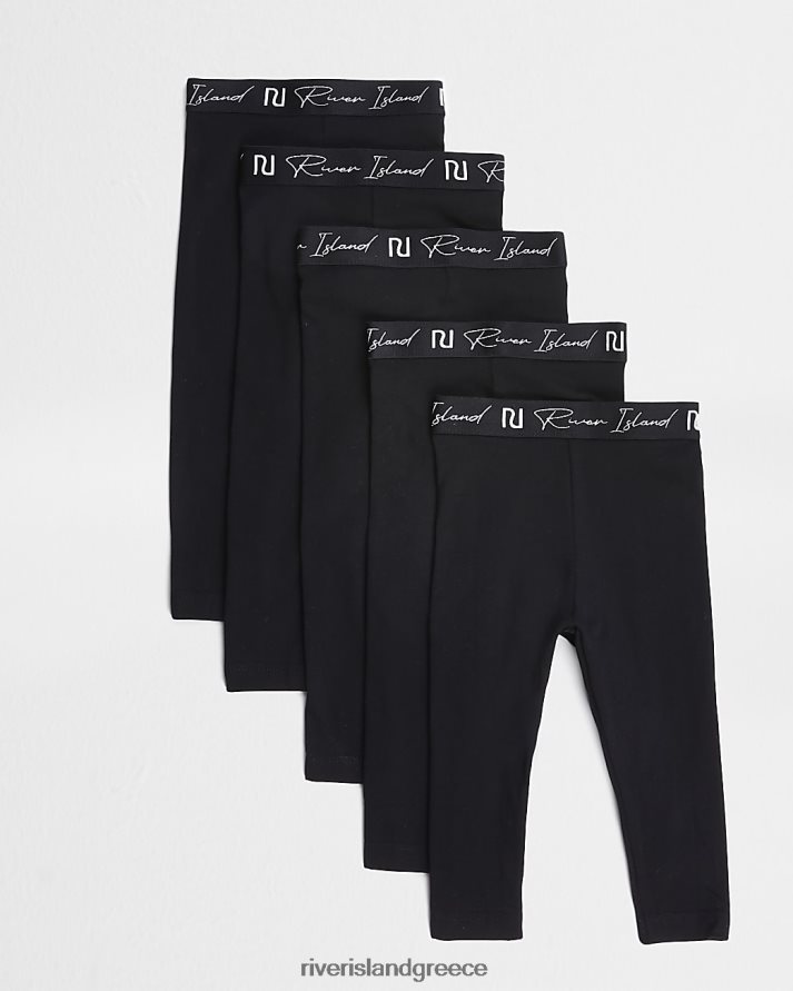 River Island ενδύματα μαύρος κορίτσια mg ri κολάν στη μέση 5 συσκευασία B6N8X6726