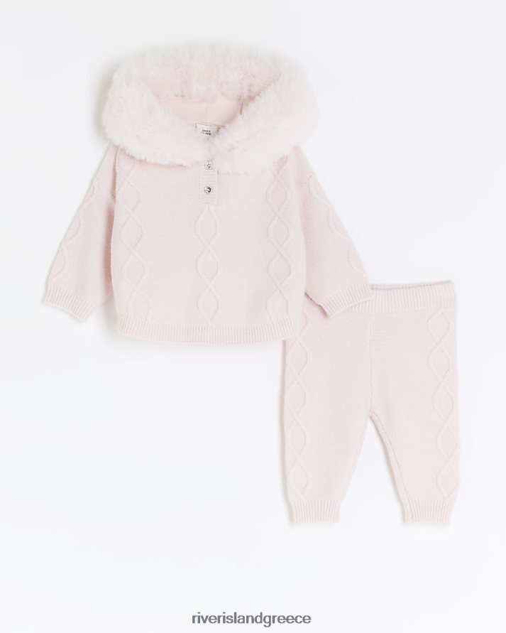 River Island ενδύματα ροζ κορίτσια bg πλεκτό πόντσο με κουκούλα B6N8X6566