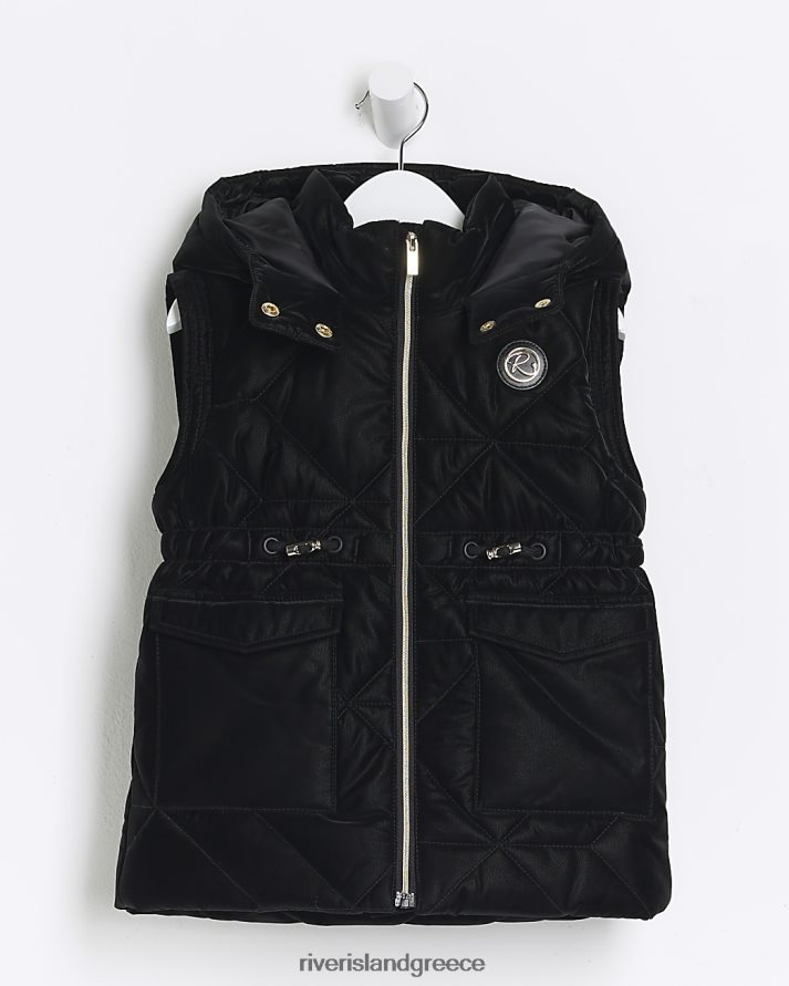 River Island ενδύματα μαύρος κορίτσια mg γιλέτας με κουκούλα B6N8X6628