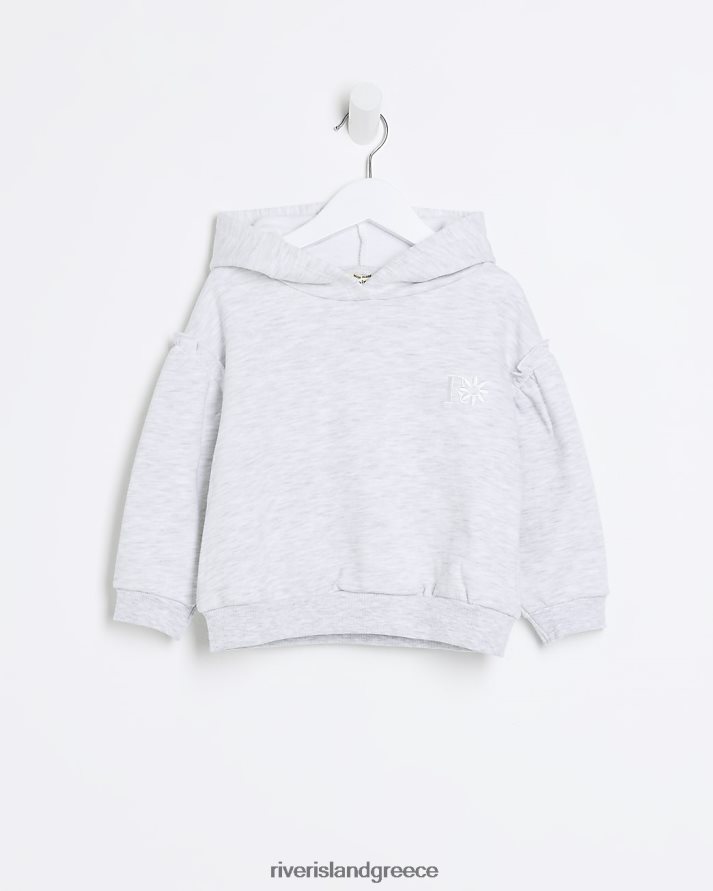 River Island ενδύματα γκρί κορίτσια mg με κουκούλα με μανίκια μάργας B6N8X6690