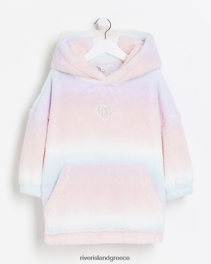 River Island ενδύματα ροζ κορίτσια mg ombre αφράτη κουβέρτα με κουκούλα B6N8X6735