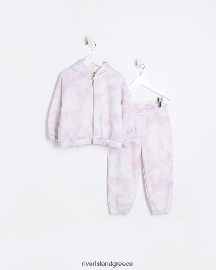 River Island ενδύματα ροζ κορίτσια Σετ φόρμας με κουκούλα mg tie dye B6N8X6672