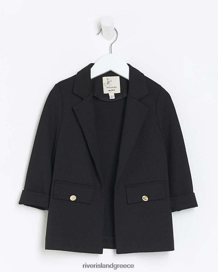 River Island ενδύματα μαύρος κορίτσια mg μαλακό μπλέιζερ ζέρσεϊ B6N8X3486