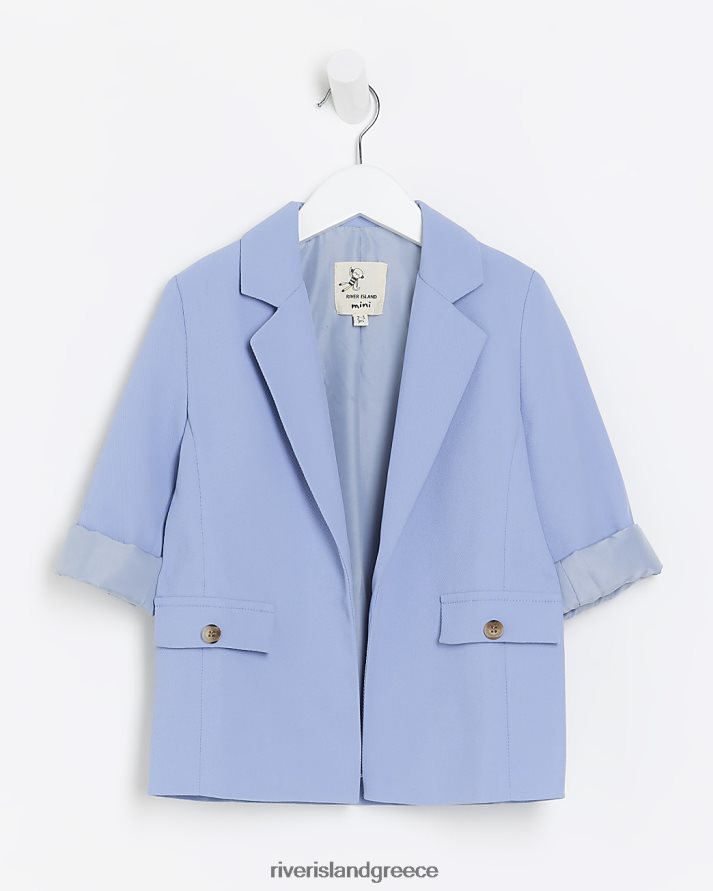 River Island ενδύματα μπλε κορίτσια mg μπλέιζερ με ρολό μανίκι B6N8X3487