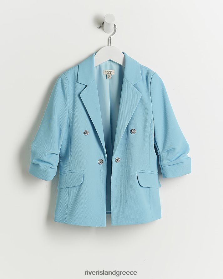 River Island ενδύματα μπλε κορίτσια mg μπλέιζερ με ρουχ μανίκι B6N8X3504
