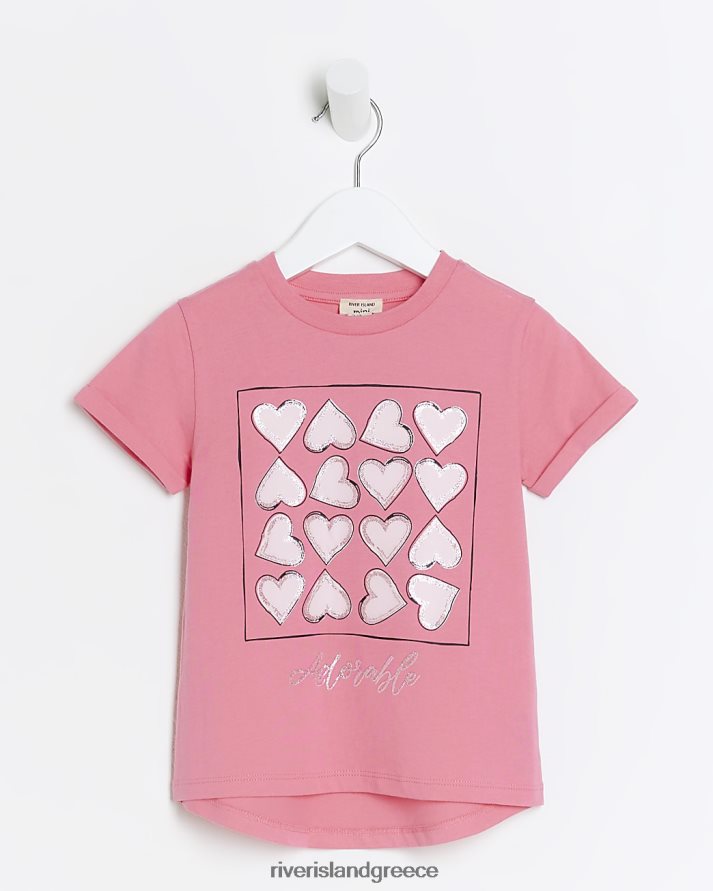 River Island ενδύματα ροζ κορίτσια T-shirt σε κουτί καρδιάς mg B6N8X6554