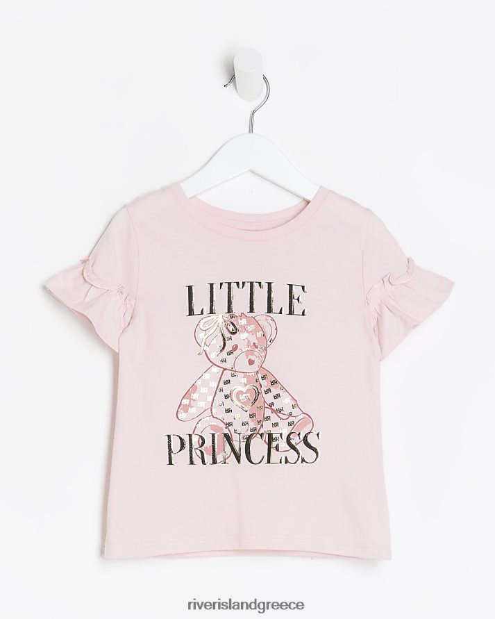 River Island ενδύματα ροζ κορίτσια mg γραφικό μπλουζάκι αρκούδας B6N8X3508