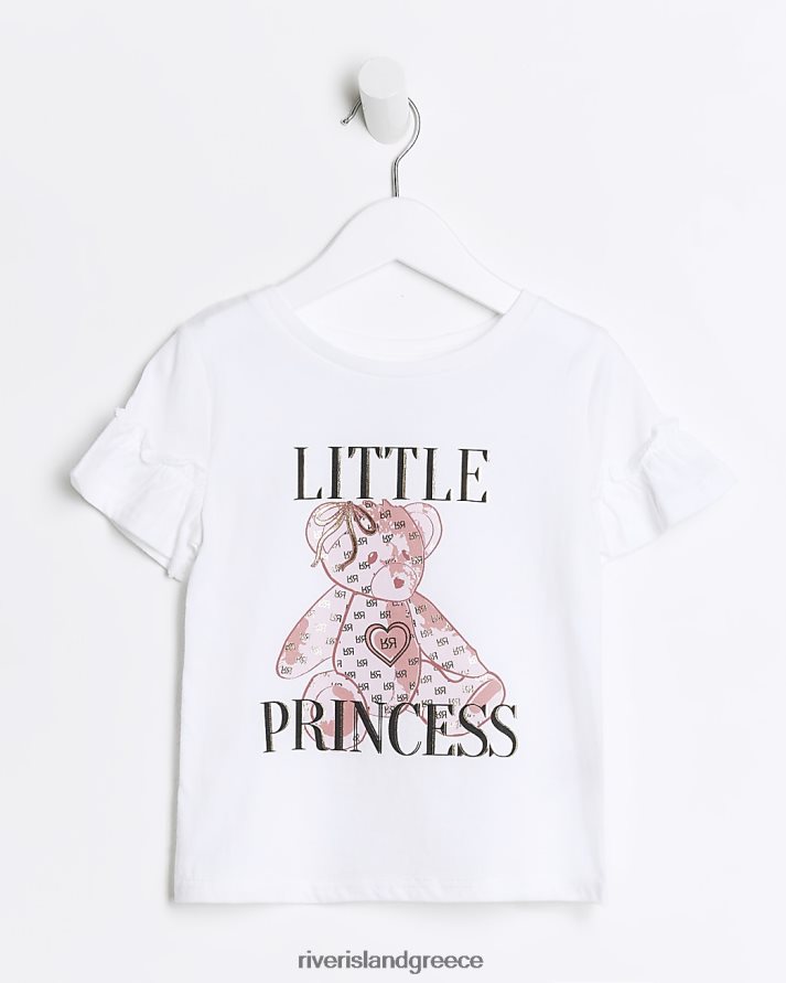 River Island ενδύματα άσπρο κορίτσια mg γραφικό μπλουζάκι αρκούδας B6N8X3510