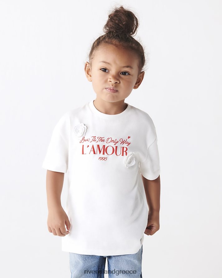 River Island ενδύματα άσπρο κορίτσια mg γραφικό μπλουζάκι κορσάζ B6N8X6568